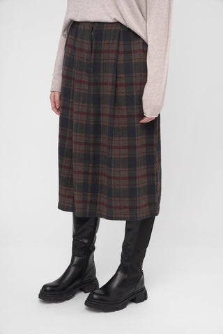 Elastic Waist Plaid Cotton Skirt - Baci Fashion