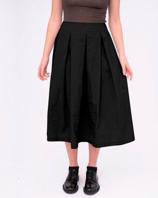 Elastic Waist Pleated Midi Skirt - Baci Fashion