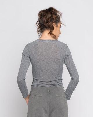 Fitted Cashmere Blend Long Sleeve Tee - Baci Fashion