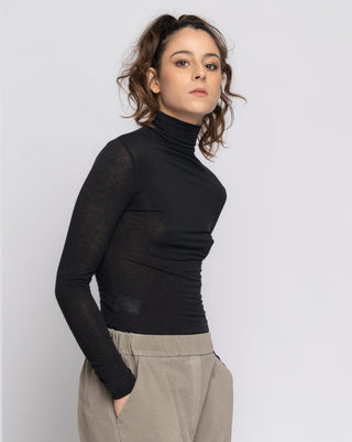 Fitted Cashmere Blend Turtleneck Tee - Baci Fashion