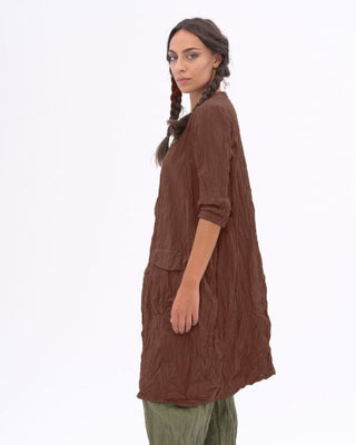 Flap Pocket Pleated Crinkled Dress - Baci Fashion