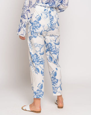 Glazed Floral Drawstring Elastic Trouser - Baci Fashion