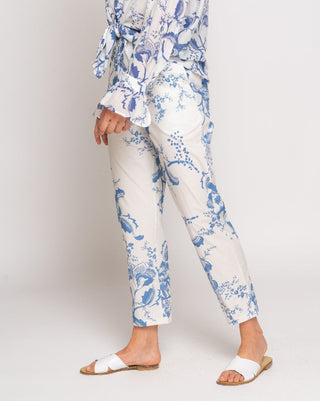 Glazed Floral Drawstring Elastic Trouser - Baci Fashion