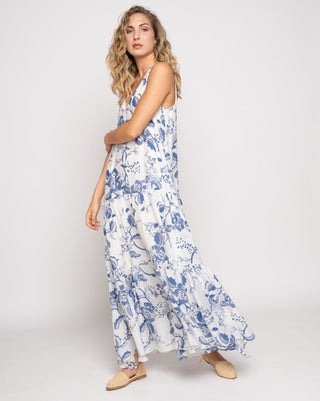 Glazed Floral Sleeveless Maxi Dress - Baci Fashion