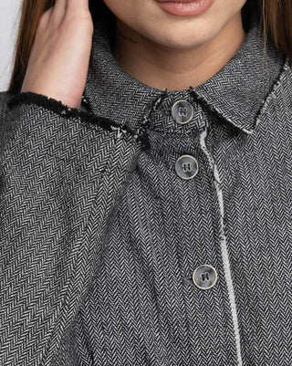 Herringbone Raw Seam Organic Cotton Lining Jacket - Baci Fashion