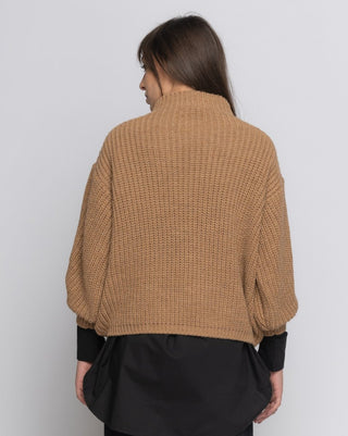 Knit Alpaca Blend Mock Neck Sweater - Baci Fashion