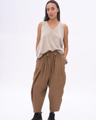 Linen Drawstring Pleated Pants - Baci Fashion