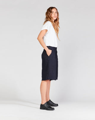 Linen Dual-Button Long Shorts - Baci Fashion