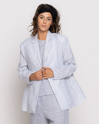 Micro-Striped Single-Button Blazer Jacket - Baci Fashion