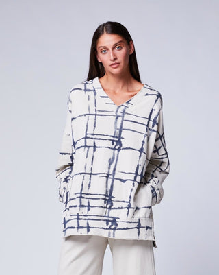 Mondrian Dropped Seam V-Neck Sweatshirt - Baci Online Store