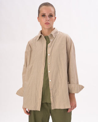 Organic Cotton Crinkled Long Sleeve Shirt - Baci Fashion