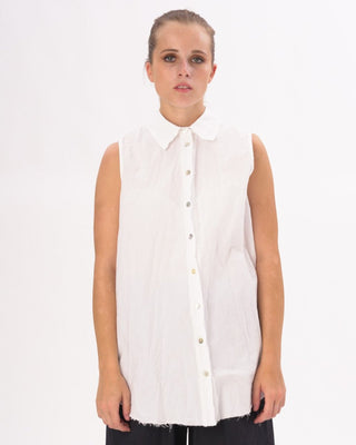 Organic Cotton Crinkled Sleeveless Tank - Baci Fashion