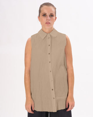 Organic Cotton Crinkled Sleeveless Tank - Baci Fashion