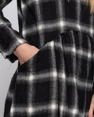 Plaid Long Sleeve Organic Lining Shirtdress - Baci Fashion