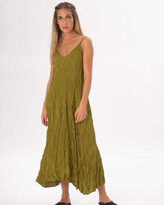 Pleated Crinkled Maxi Slip Dress - Baci Fashion