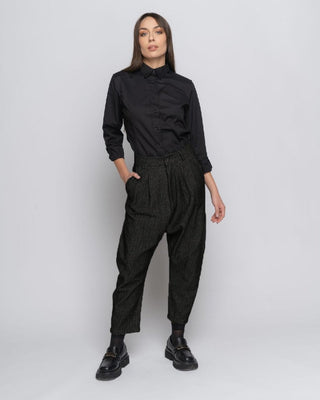 Pleated Herringbone Slacks Pant - Baci Fashion