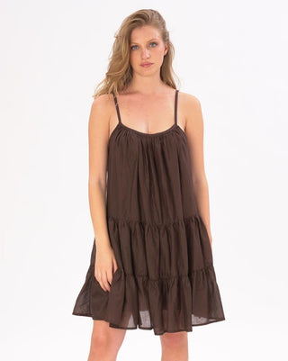 Pleated Tiered Cotton Slip Dress - Baci Fashion