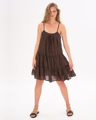 Pleated Tiered Cotton Slip Dress - Baci Fashion