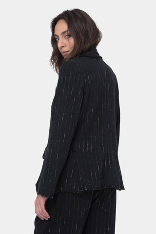 Raw Edge Striped Blazer Jacket - Baci Fashion