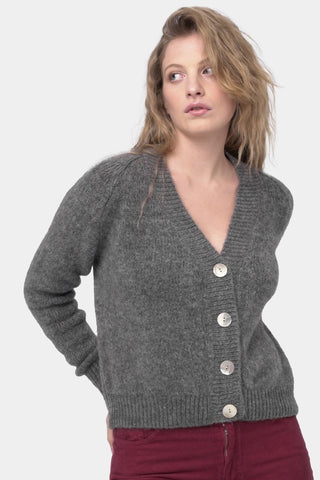 Ribbed V Neck Buttoned Sweater - Baci Fashion
