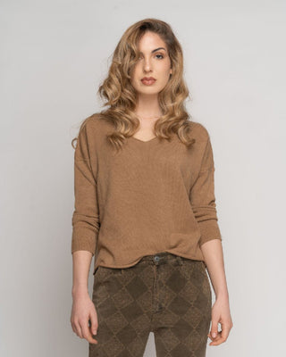 Rolled-Edge V-Neck Sweater - Baci Fashion