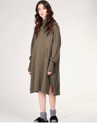 Shawl Collar Hooded Sweater Dress - Baci Fashion