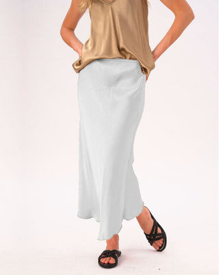 Silky Elastic Waist Maxi Skirt - Baci Fashion