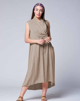 Sleeveless Drawstring Wrap Dress - Baci Online Store