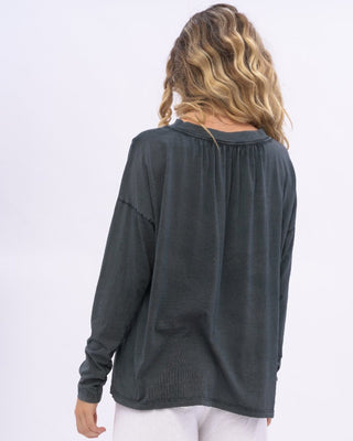 Stonewashed V-neck Organic Cotton Long Sleeve - Baci Fashion