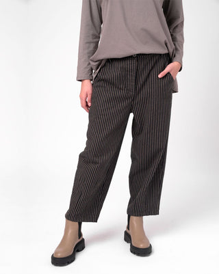 Striped Cotton Elastic Waist Pants - Baci Fashion