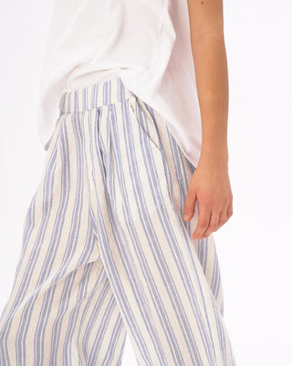 Striped Elastic Waist Crinkled Culottes - Baci Fashion