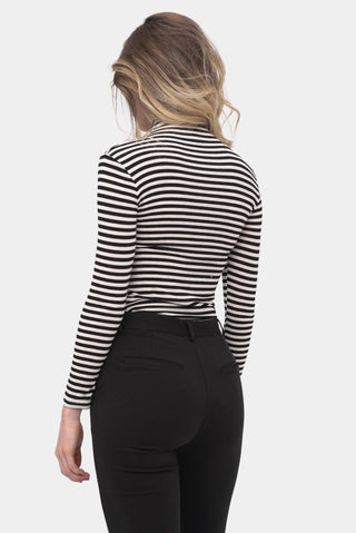 Striped Fitted Cashmere Blend Turtleneck - Baci Fashion