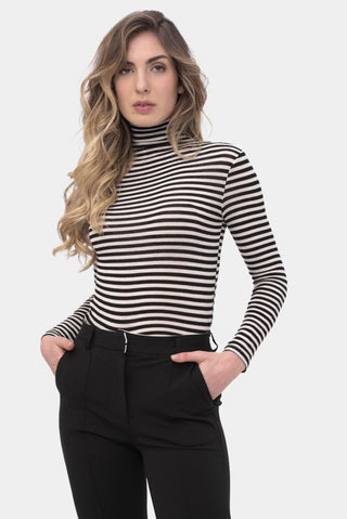 Striped Fitted Cashmere Blend Turtleneck - Baci Fashion
