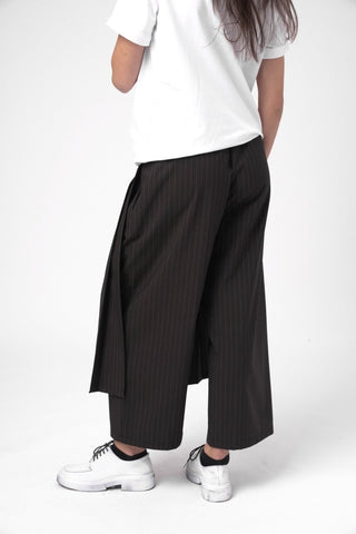 Striped Pleated Skirt Pant - Baci Fashion