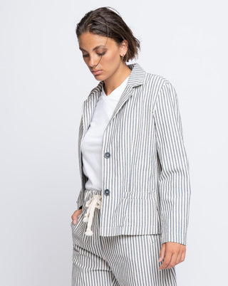 Striped Seamed Single-Button Blazer - Baci Fashion