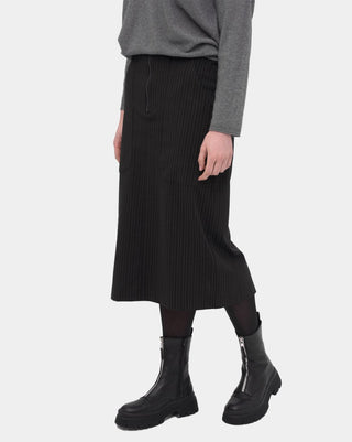 Striped Zip Up Midi Skirt - Baci Fashion