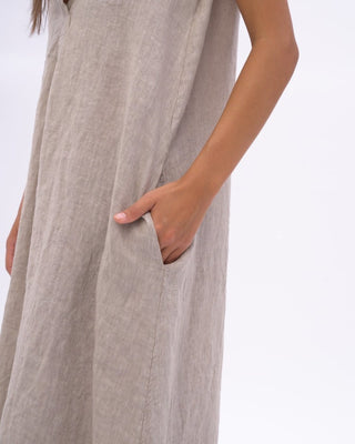 Swan Neck Linen Dress - Baci Fashion