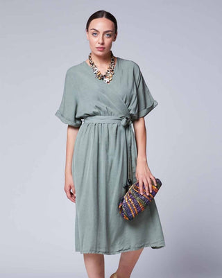 Tie Waist Wrap Dress - Baci Online Store