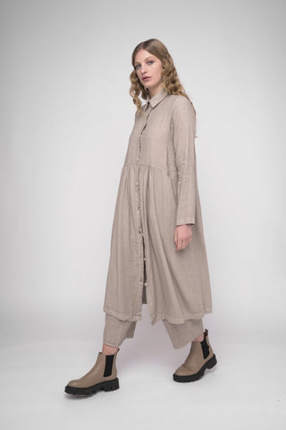 Tiered Waist Cotton Linen Dress - Baci Fashion