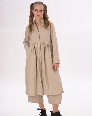 Tiered Waist Organic Cotton Shirt Dress - Baci Fashion