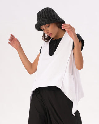 V-Neck Asysemtrical Cotton Pocket Shirt - Baci Fashion