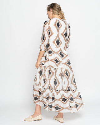 Watercolor Geo-Diamond Henley Ruffled Dress - Baci Fashion