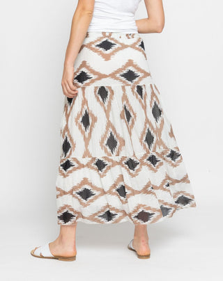 Watercolor Geo-Diamond Tiered Maxi Skirt - Baci Fashion