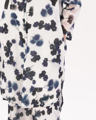 Watercolor Small Floral Hi-Lo Cotton Button Shirtdress - Baci Fashion